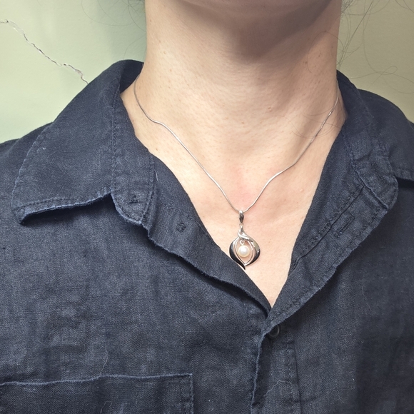 modernist retro Japanese saltwater cultured akoya vintage pearl pendant - Picture 8 of 8